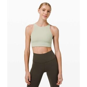 NWT Lululemon Energy Bra High Neck Long Line Rib‎ Green Fern 6